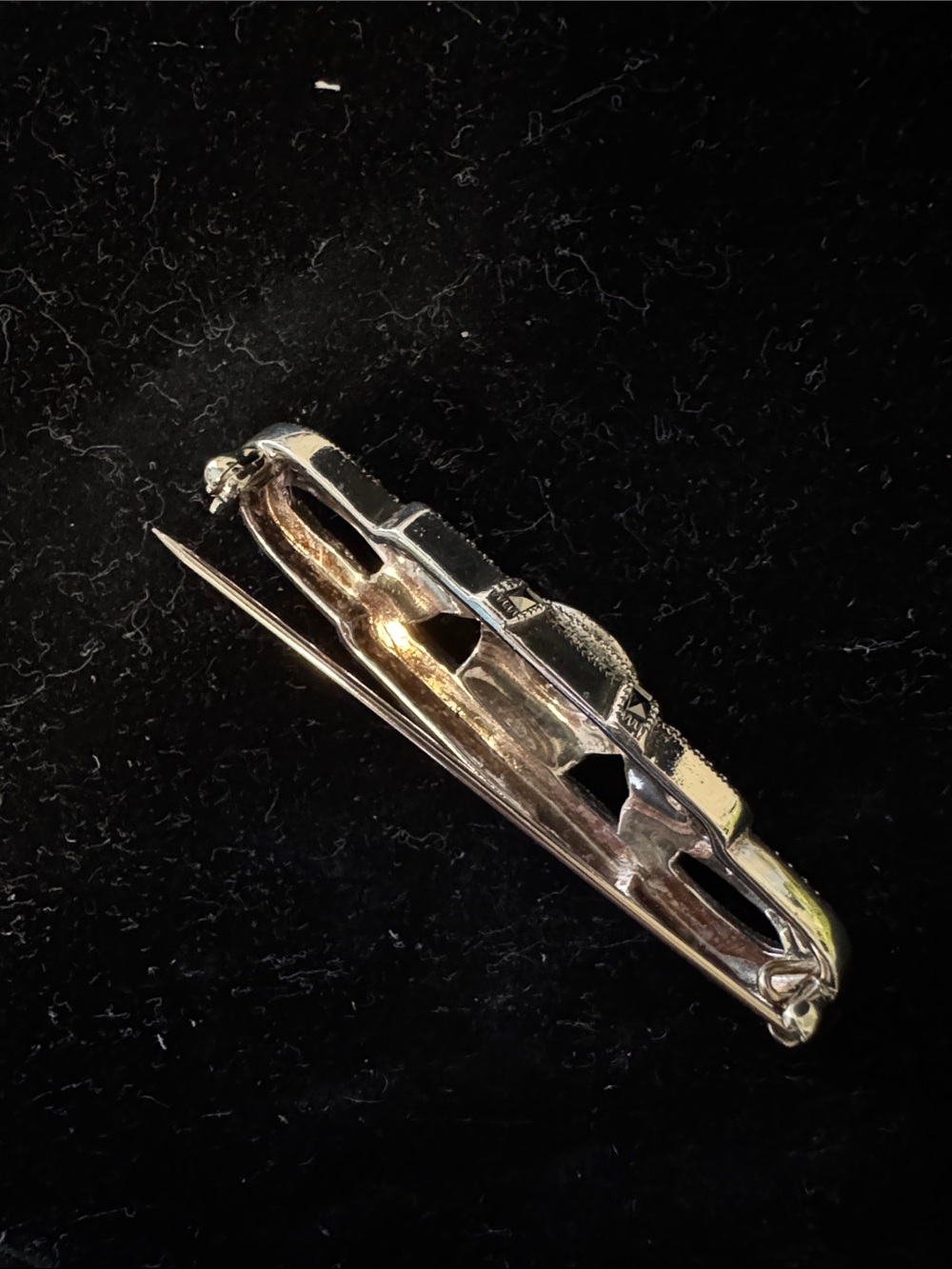 Silver-Tone Marcasite and Clear Crystal Bar Brooch - Judith Jack - Picture 3 of 4